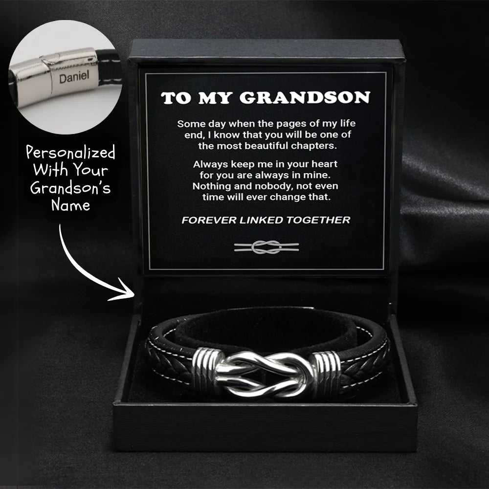 "To My Grandson" Family Bonds - Linked Forever Bracelet Gift Set