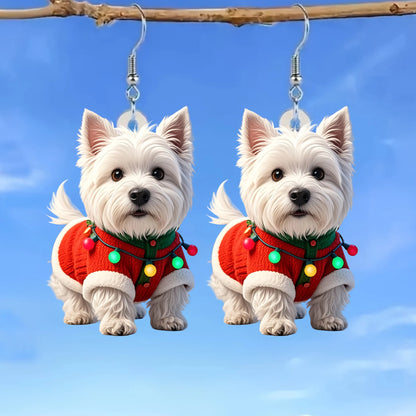 Christmas Sweater Teddy Dog Earrings