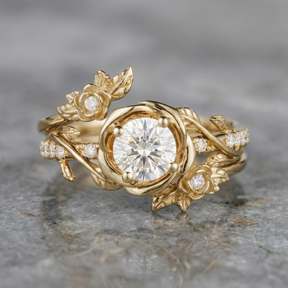 Golden Wrapped Flower Ring