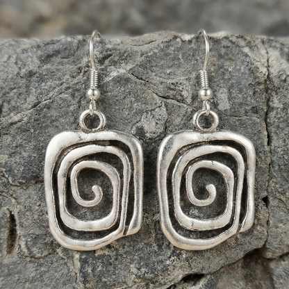 Spiral Boho Earrings in Silver