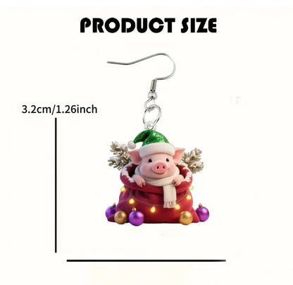 Christmas Gift Pig Earrings