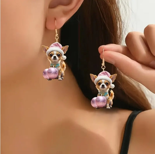 Christmas Chihuahua Earrings