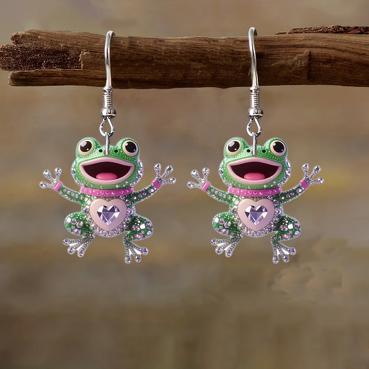Women'S Sparkling Frog Pendant Earrings