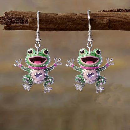 Women'S Sparkling Frog Pendant Earrings