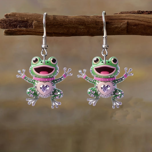 Women'S Sparkling Frog Pendant Earrings