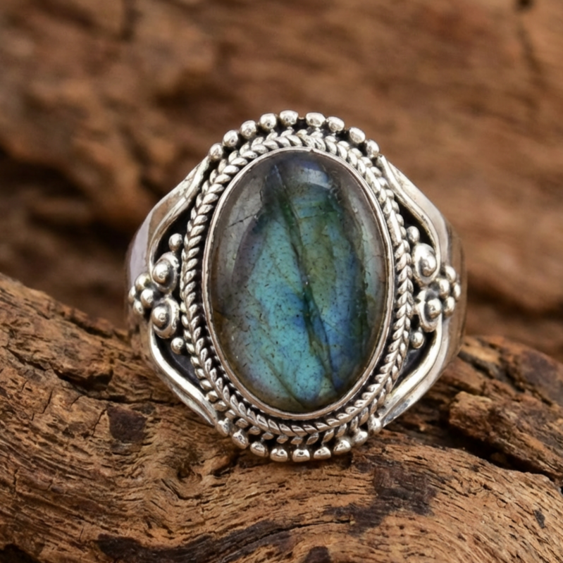 Sterling Silver Labradorite Gem Ring