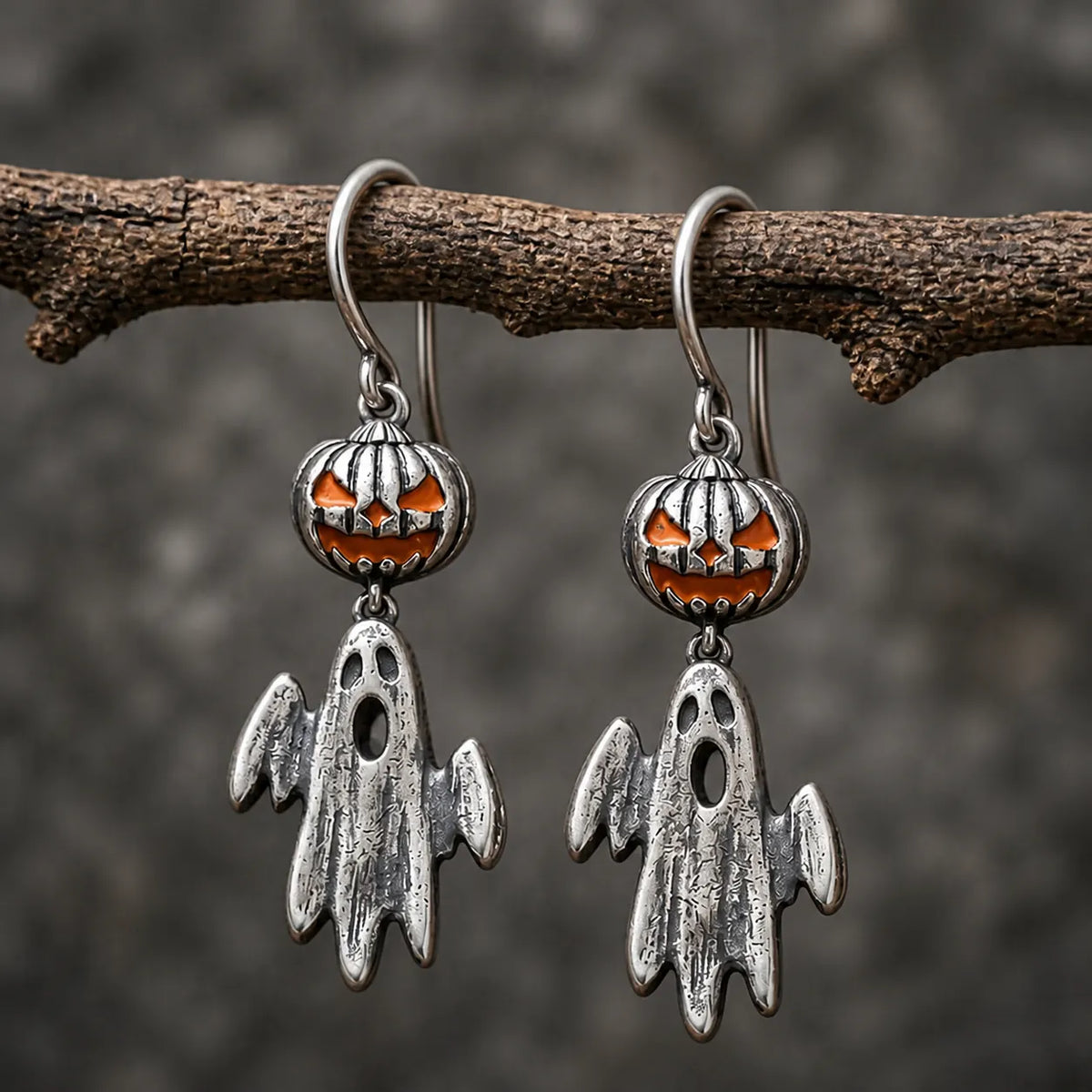 Vintage Jack-o'-lantern & Ghost Dangle Earrings