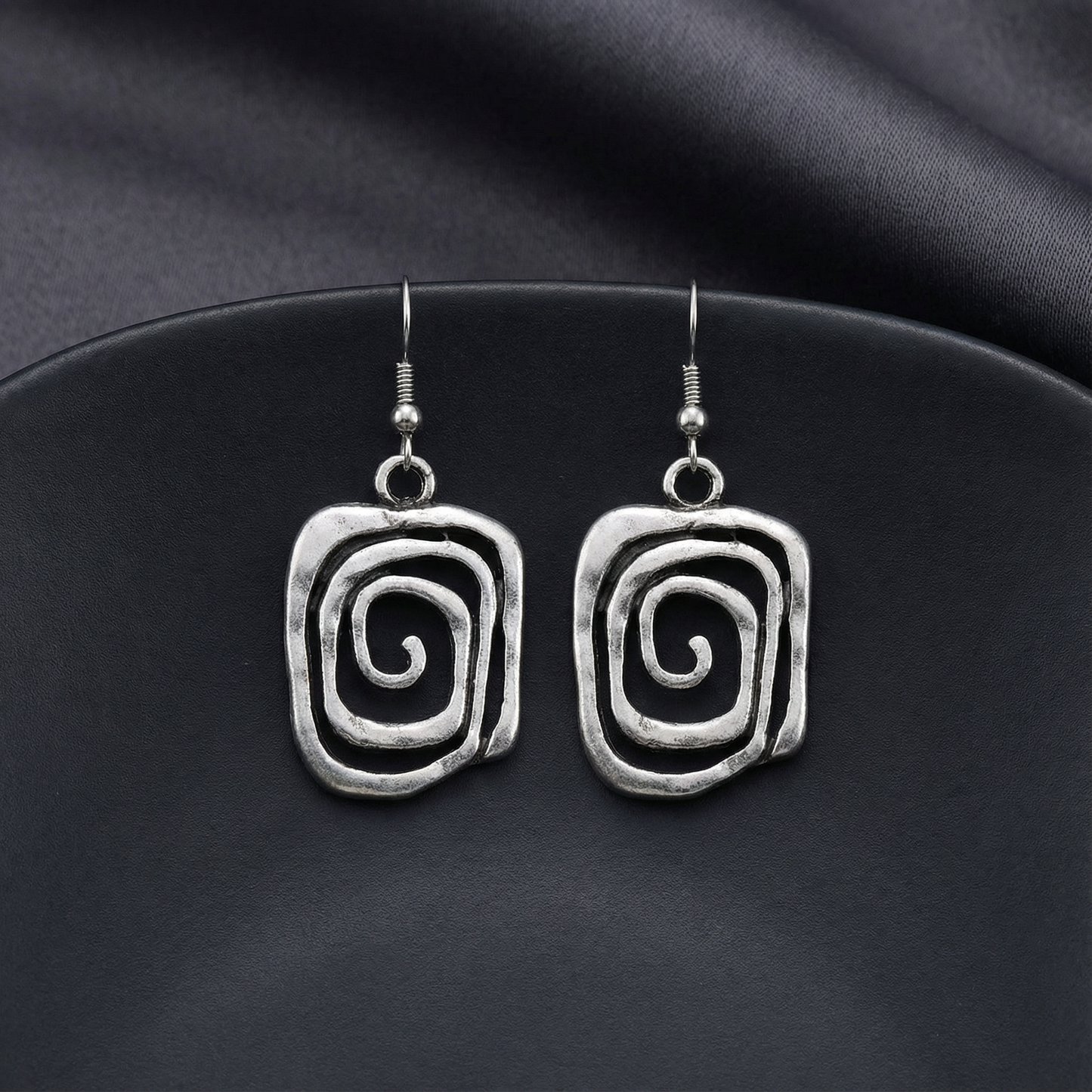 Spiral Boho Earrings in Silver