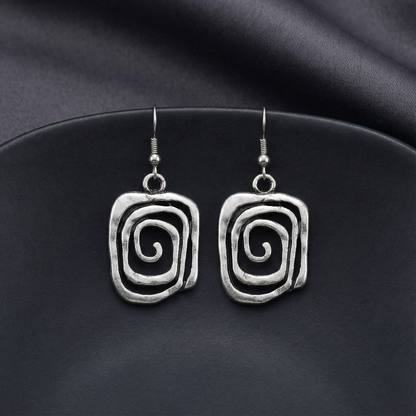 Spiral Boho Earrings in Silver