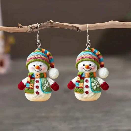 Scarf Snowman Earrings