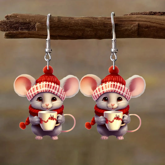 Christmas Mouse Dangle Earrings