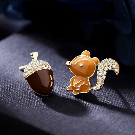 Creative Squirrel Nut Animal Stud Earrings