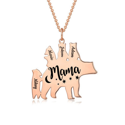 Custom 1-8 names Personalized Mama Bear Necklace for Mom