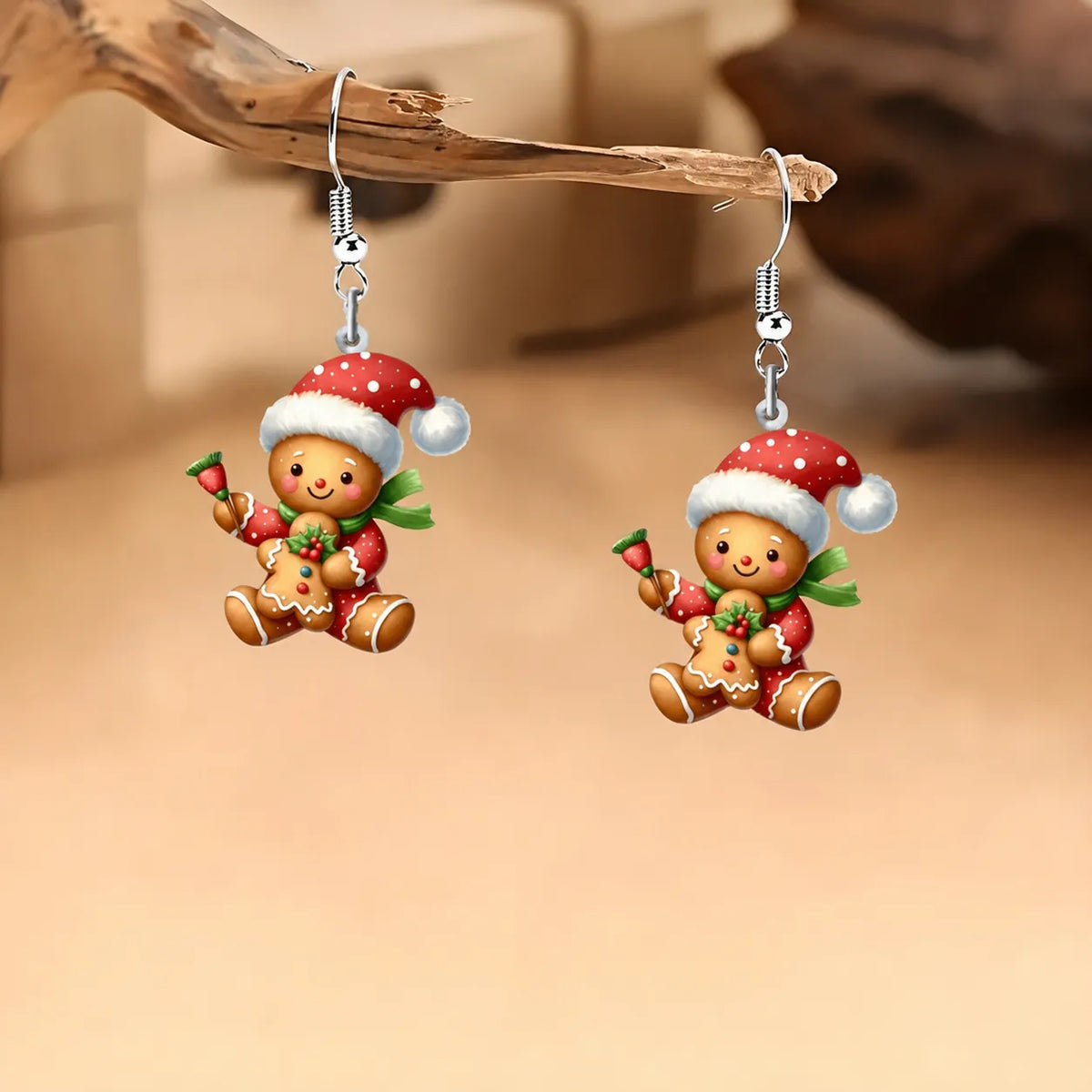 Christmas Gingerbread Man Dangle Earrings