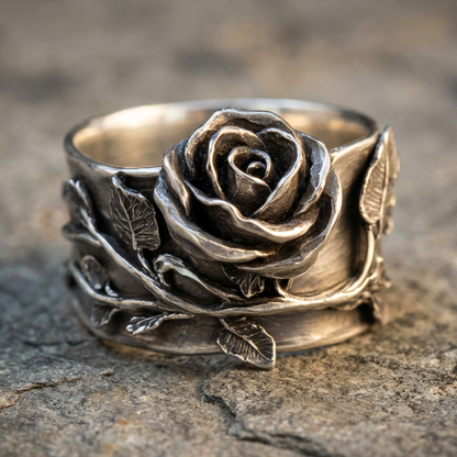 Vintage Silver Rose Ring