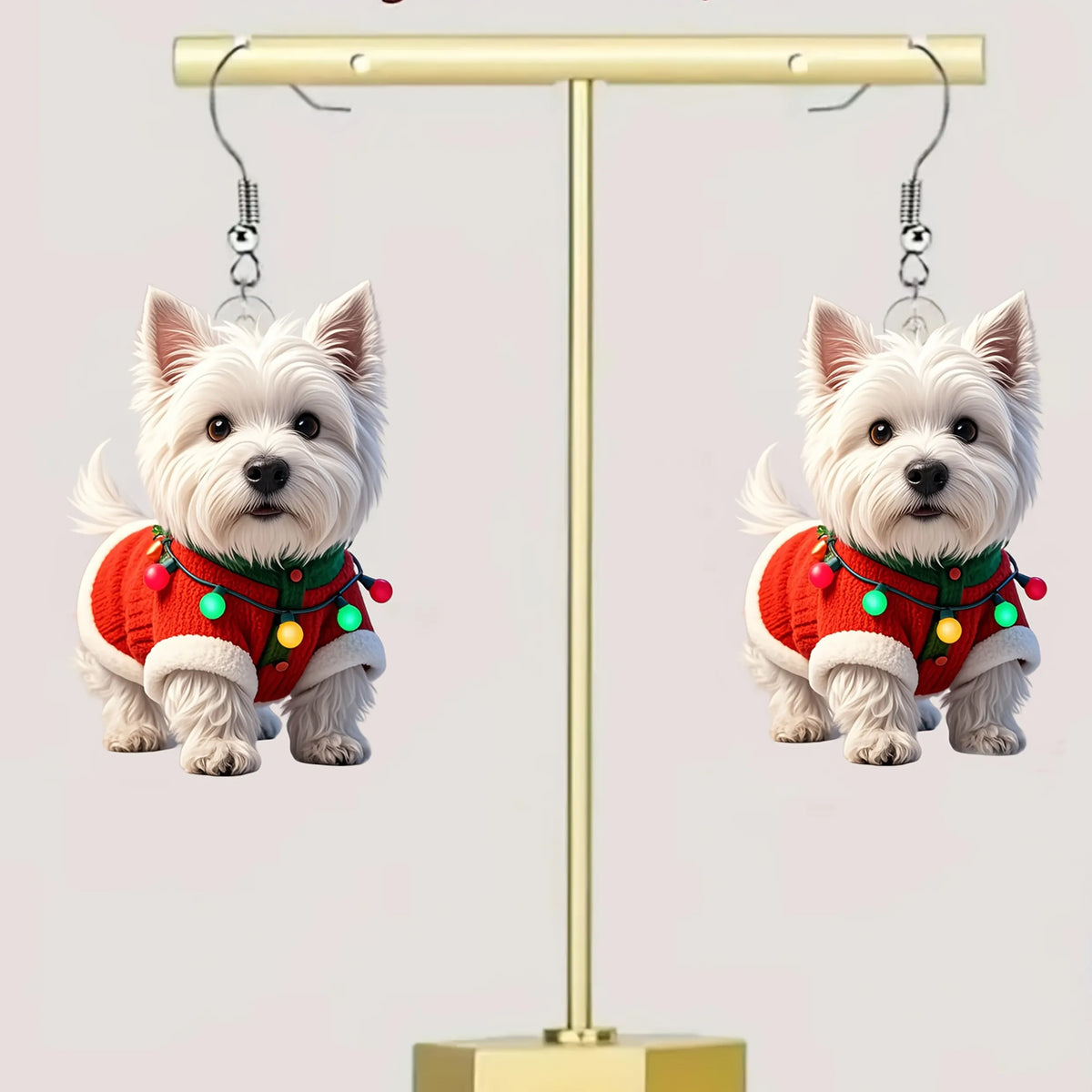 Christmas Sweater Teddy Dog Earrings