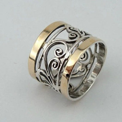 Retro Hollowed Out Two Tone Ring