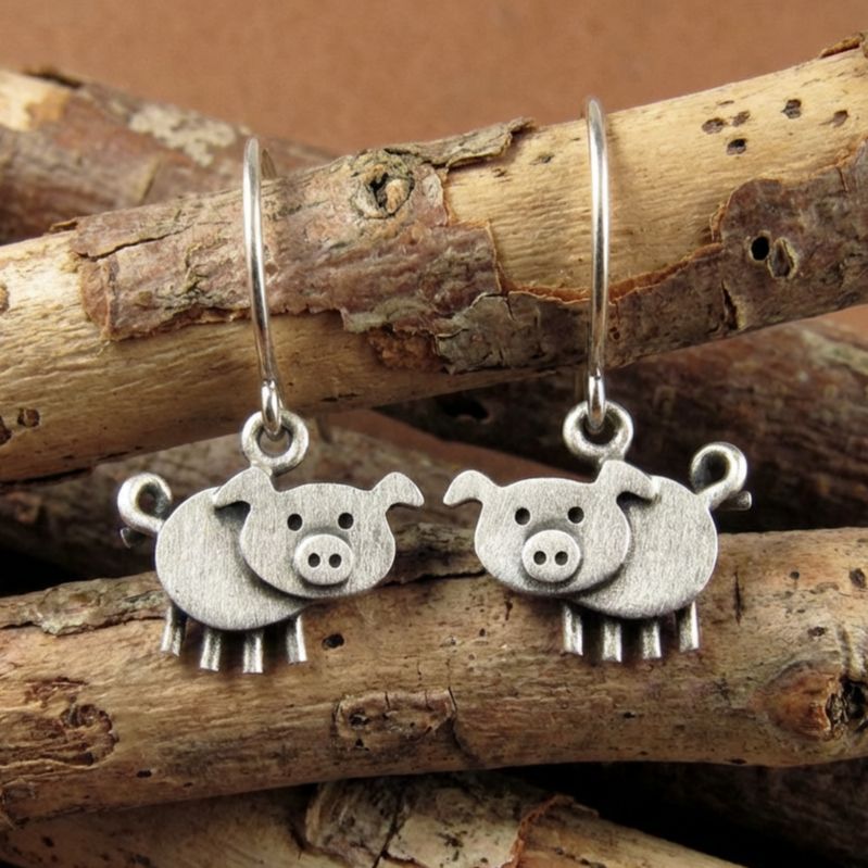 Vintage Pig Earrings