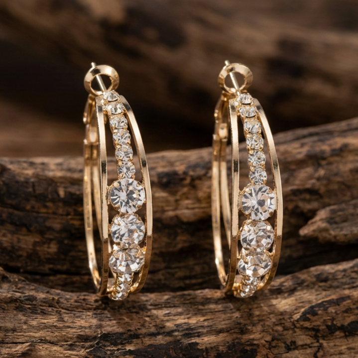 Diamond Studded Circular Earrings