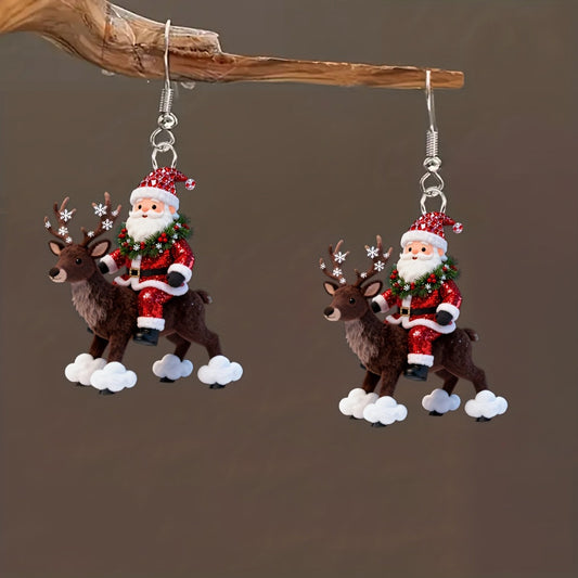 Christmas Santa Claus Riding Reindeer Darrings