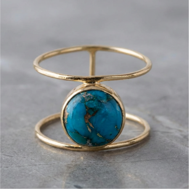 Natural Turquoise Gold Ring