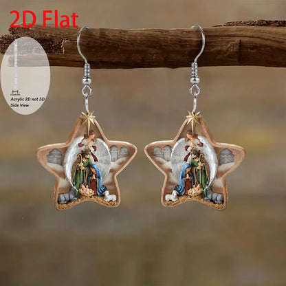 Fashionable Nativity and Angel 2D AcrylicEarrings