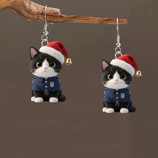 Christmas Novelty Cute Kitten Design Earrings