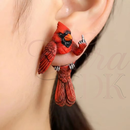 Northern Cardinal Middle Finger Earring