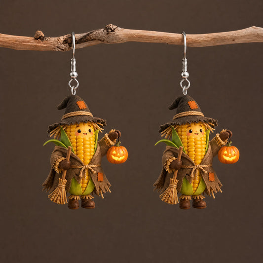 Scarecrow Corn Halloween Earrings