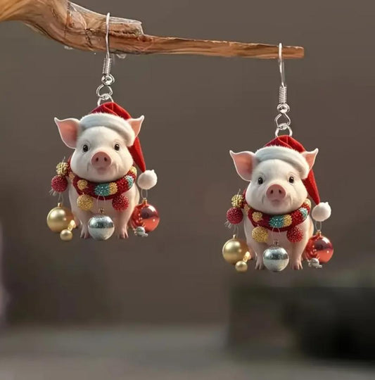 Christmas Cute Pig Earrings