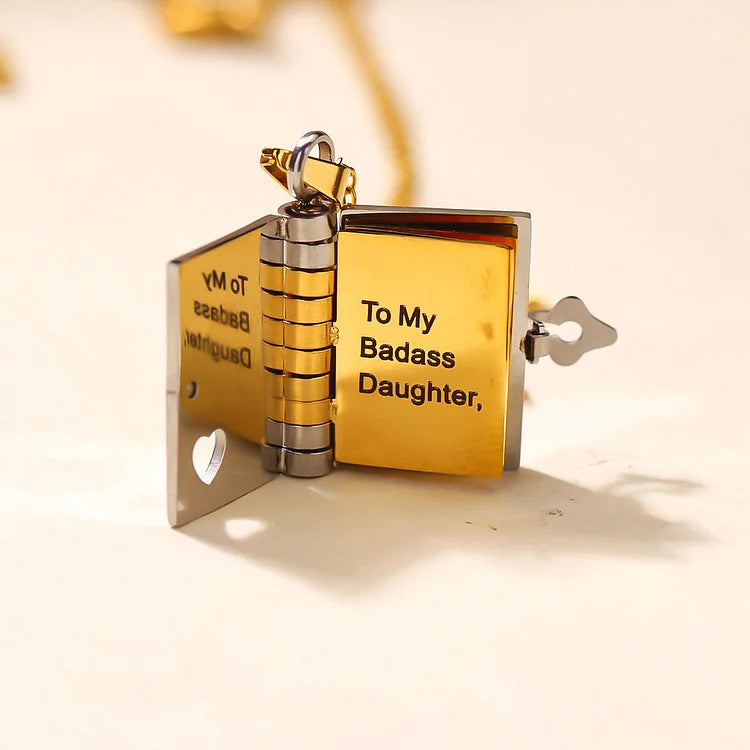 For Daughter - Straighten Your Crown Book Necklace