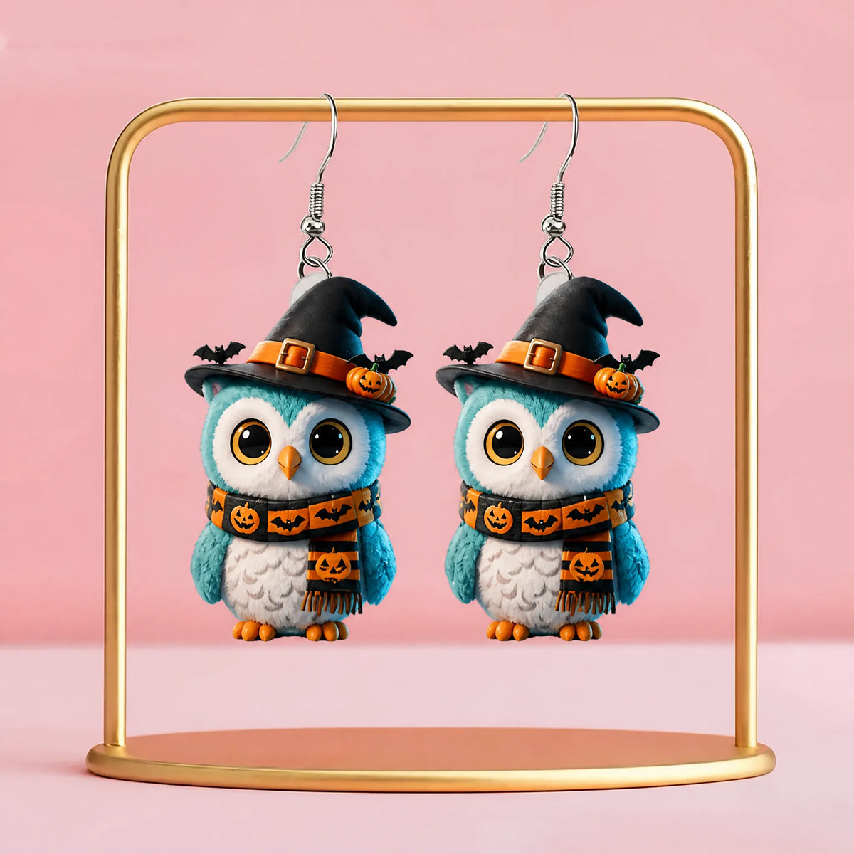 Kawaii Owl Witch Hat Halloween Earrings