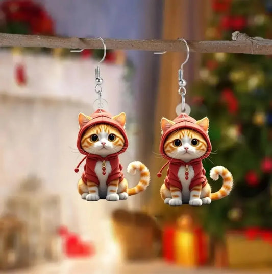 Sweatshirt Orange Cat Earrings