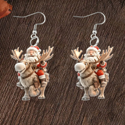 Christmas Santa Claus Deer Earrings
