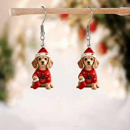 Dachshund Christmas Sweater Dangle Earrings