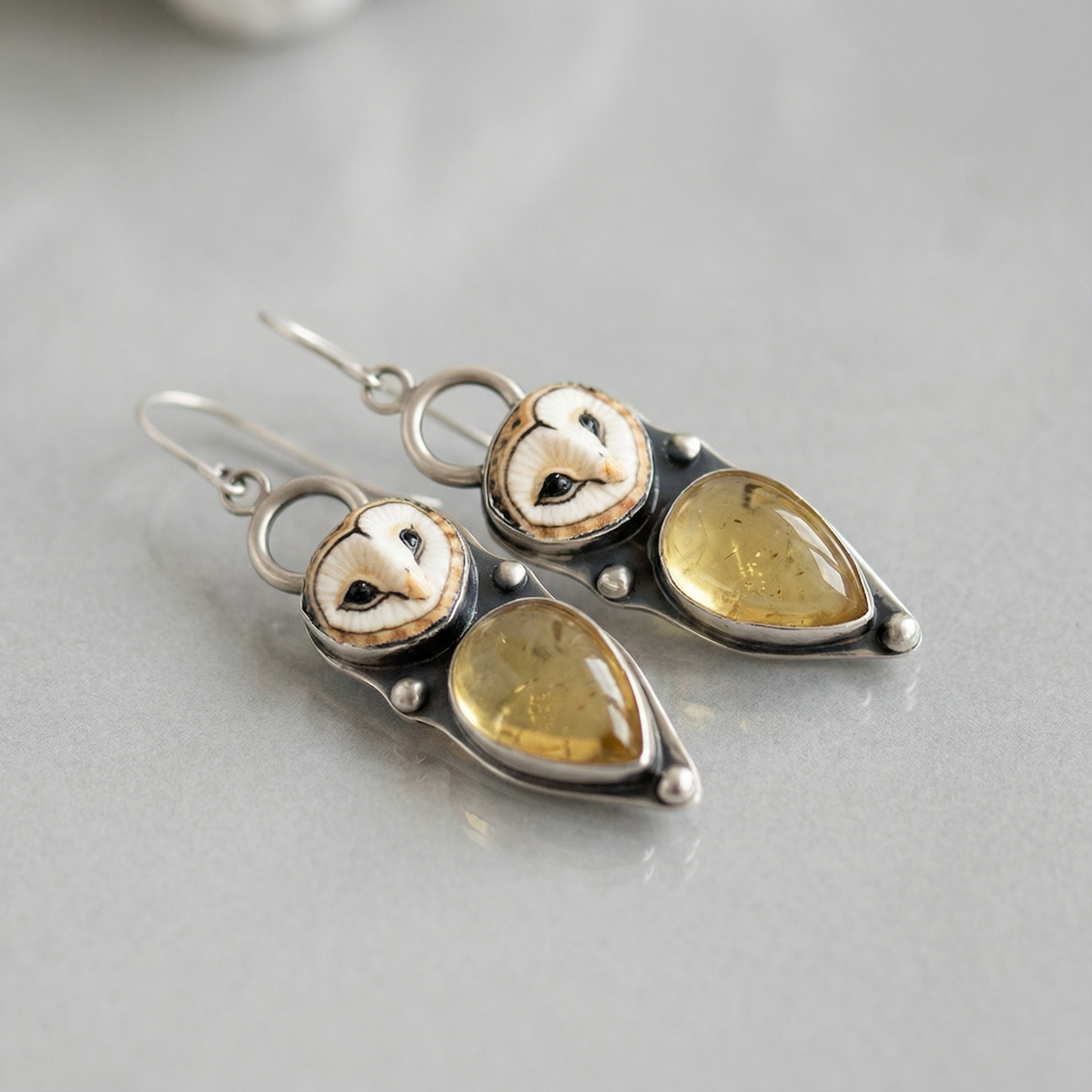 Moonlight Stone Owl Earrings