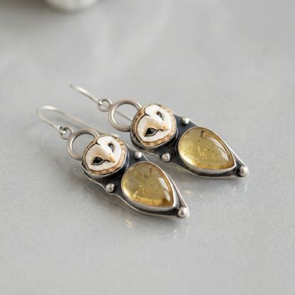 Moonlight Stone Owl Earrings