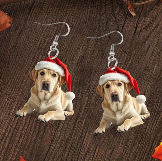 Christmas Cute Yellow Dog Earrings