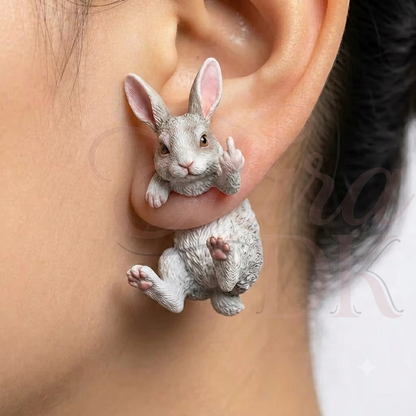 Rabbit Middle Finger Earring
