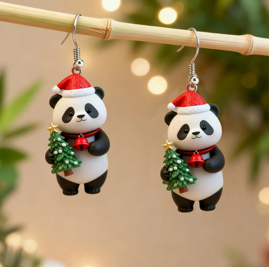 Christmas Bear Handheld Christmas Tree Earrings