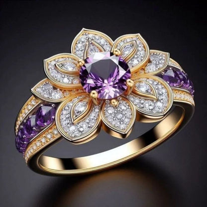 Vintage Sunflower Inlaid Ring