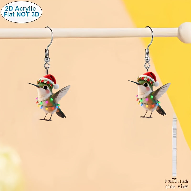 Christmas Wearing Christmas Clothes Hummingbird Earrings