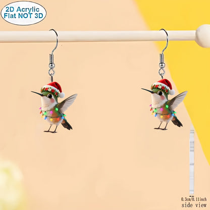 Christmas Wearing Christmas Clothes Hummingbird Earrings