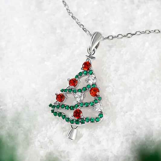 Sparkling Colorful Christmas Tree Necklace