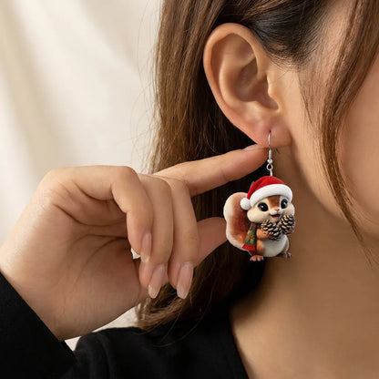 Christmas Squirrel Dangle Earrings