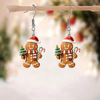 Gingerbread Man Christmas Dangle Earrings