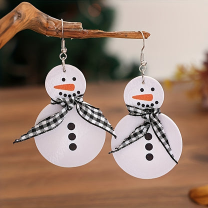 Vintage Style Christmas Snowman Dangle Earrings