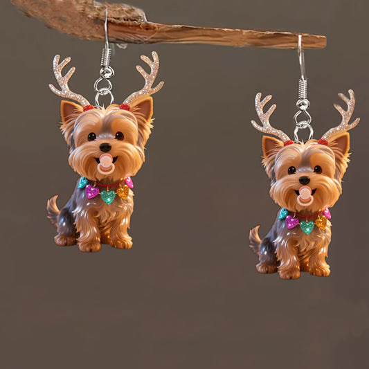 Christmas Teddy Dog Earrings