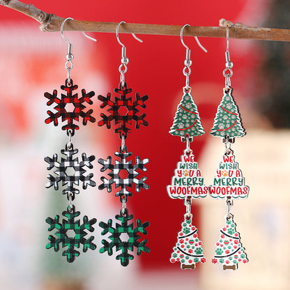 Christmas Tree Snowflake Earrings