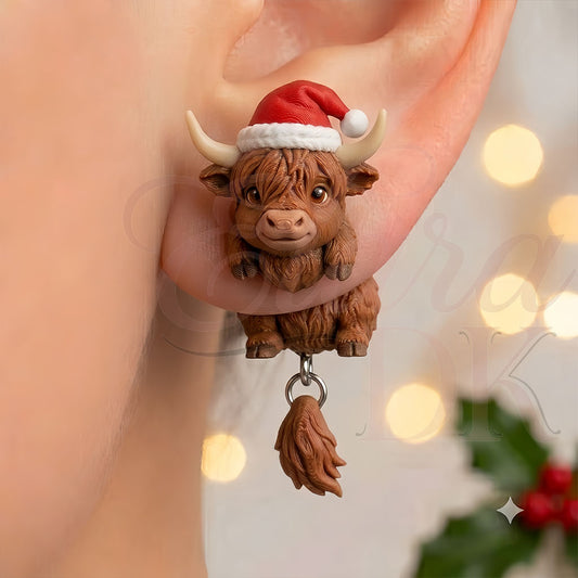 Christmas Limited Edition: 3D Highland Cow Ear Jacket with Santa Hat